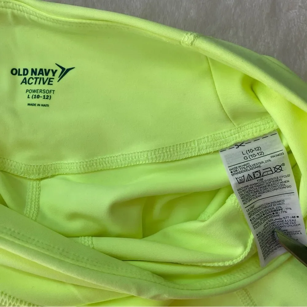 Old‎ Navy PowerSoft Leggings and Sports bra Set Neon Yellow Active Size 10/12